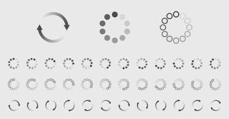 Fototapete - Circular Loading Buffering Icons Vector Set Video Ready for Animation Gif All Keyframes Frames Bufring Circle Waiting for Connection Buffer Preloader Download Symbol Easy Replace Color