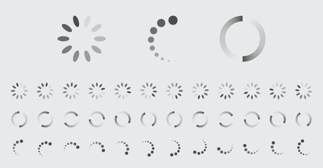 Fototapete - Circular Loading Buffering Icons Vector Set Video Ready for Animation Gif All Keyframes Frames Bufring Circle Waiting for Connection Buffer Preloader Download Symbol Easy Replace Color