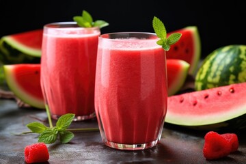 Wall Mural - close-up of a refreshing watermelon smoothie