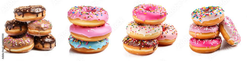 piles of glazed donuts isolated on transparent background Stock Photo ...