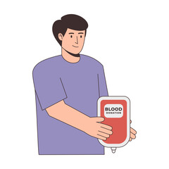 An Illustration of a Male Blood Donor Vector in Flat Design