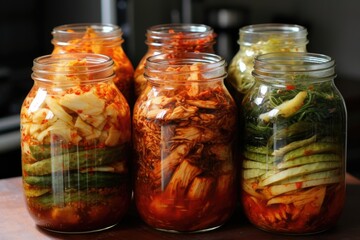 Poster - fermentation jars filled with kimchi mixture