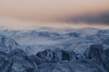 Sticker - Mountainous landscape covered in ice, enjoying the view of the rocky terrain in Iceland