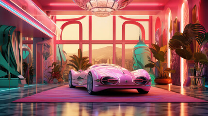 Pink of car interior modern pink color pastel