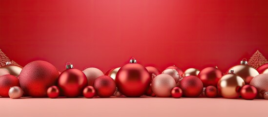 Aufkleber - A 3D image with a red Christmas background that can be used for product placement or a website. The