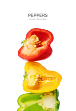Creative Layout Made Of Pepper On The White Background. Flat Lay. Food Concept. Macro  Concept. 