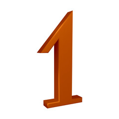 Poster - 3d brown number 1 design for math, business and education concept 