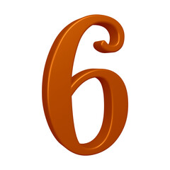 Poster - 3d brown number 6 design for math, business and education concept 