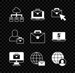 Wall Mural - Set Online working, Freelancer, and Briefcase icon. Vector