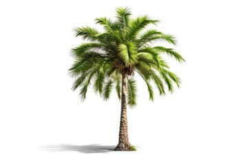 Abstract elegance. Single closeup of beautiful palm tree on white background isolated. Natural beauty