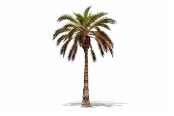 Abstract elegance. Single closeup of beautiful palm tree on white background isolated. Natural beauty