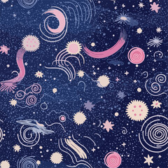 Wall Mural - Seamless Colorful Galaxy Pattern.

Seamless pattern of Galaxy in colorful style. Add color to your digital project with our pattern!