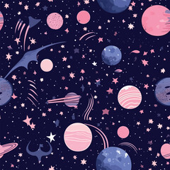 Wall Mural - Seamless Colorful Galaxy Pattern.

Seamless pattern of Galaxy in colorful style. Add color to your digital project with our pattern!