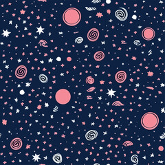 Wall Mural - Seamless Colorful Galaxy Pattern.

Seamless pattern of Galaxy in colorful style. Add color to your digital project with our pattern!