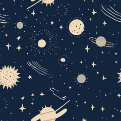 Wall Mural - Seamless Colorful Galaxy Pattern.

Seamless pattern of Galaxy in colorful style. Add color to your digital project with our pattern!