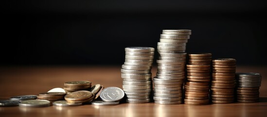 Poster - stack of coins and a calculator, representing saving money, financial management, and income investments