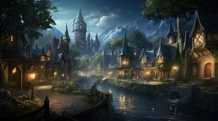 Wall Mural - Fantasy RPG Village Game Artwork