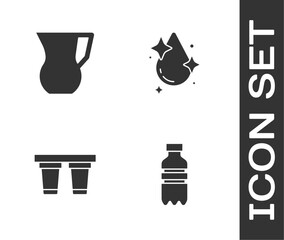 Sticker - Set Bottle of water, Jug glass with, Water filter and drop icon. Vector