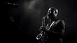 Intimate close - up of a jazz musician playing a saxophone in a smoky room