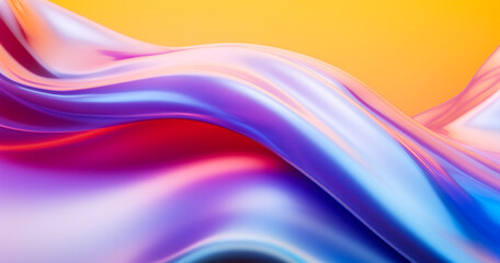 Canvas Print - Abstract grainy 3d render holographic iridescent wave in motion colorful background. Dreamy gradient design element for banners, backgrounds, wallpapers and cover