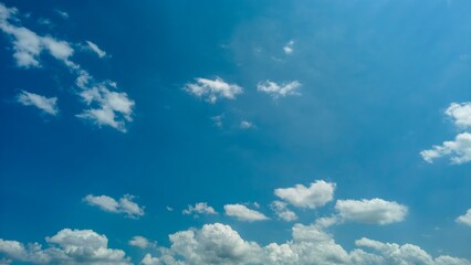 Wall Mural - View of Blue Skies With Partly Clouded White Clouds on a Spring Day