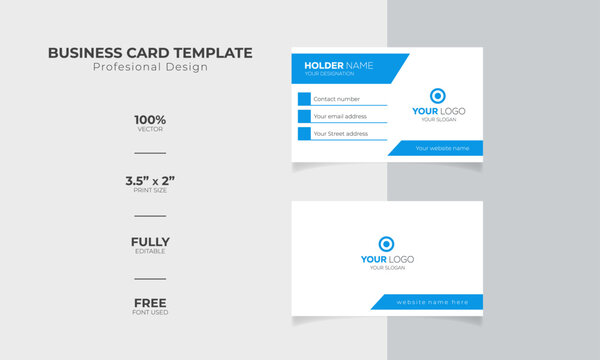 Modern and corporate simple business card design Modern presentation card with company logo Vector business card template Visiting card for business and personal use Vector illustration design