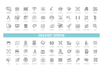 Leinwandbilder - Design and drawing icons set. Line style