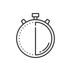 Poster - Stopwatch clock timer, chronometer outline icon. Vector round countdown dial, time measuring instrument in fitness sport, time management sign