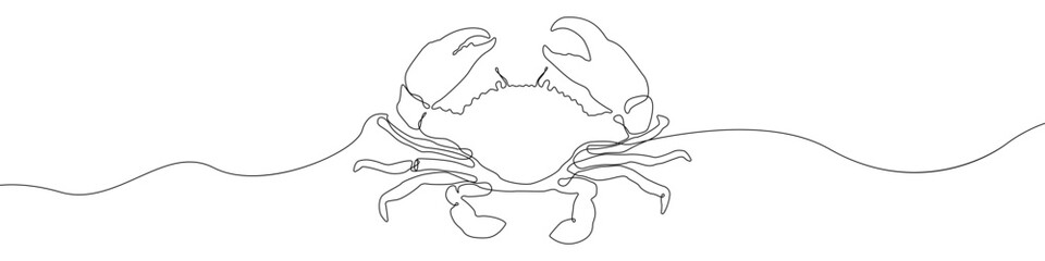 Wall Mural - Crab icon line continuous drawing vector. One line Arthropod crab icon vector background. Sea crab icon. Continuous outline of a Cartoon crab icon.