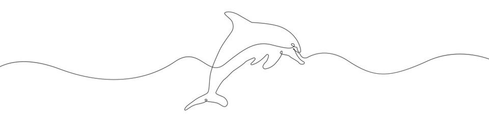 Canvas Print - Sea Dolphin icon line continuous drawing vector. One line Dolphin icon vector background. Dolphin icon. Continuous outline of a Cartoon Dolphin icon.