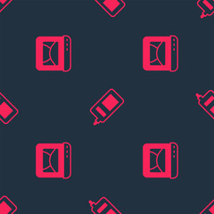 Poster - Set Mail and e-mail and Mobile phone on seamless pattern. Vector
