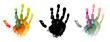 © Liliia - PNG Color and black painting blot hand print on transparent background.