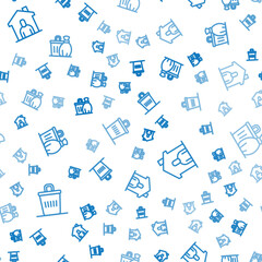 Poster - Set line Trash can, Shelter for homeless and on seamless pattern. Vector