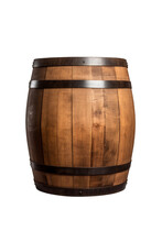 Old Wooden Oak Barrel Isolated On A Transparent Background