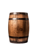 Old Wooden Oak Barrel Isolated On A Transparent Background