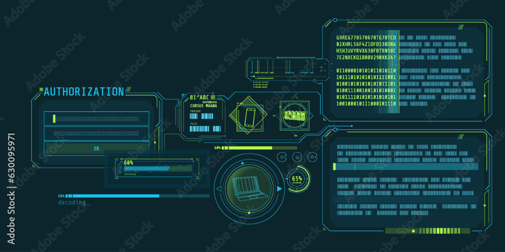 Data decryption program interface with authorization window. Stock ...