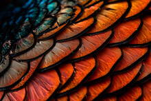 Generative AI Illustrations Of Colorful Plumage And Orange Arranged In Beautiful Array