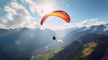 Paraglider In The Mountains | Generative AI