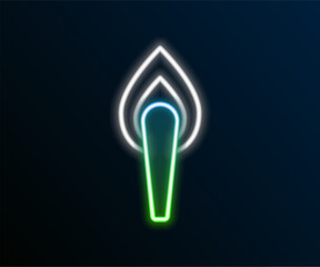 Wall Mural - Glowing neon line Torch flame icon isolated on black background. Symbol fire hot, flame power, flaming and heat. Colorful outline concept. Vector