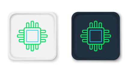 Aufkleber - Line Computer processor with microcircuits CPU icon isolated on white background. Chip or cpu with circuit board. Micro processor. Colorful outline concept. Vector