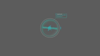 Canvas Print - hud element - animation of 3d satellite with a text callout.