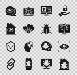 Sticker - Set House system bug, Eye scan, System on monitor, Create account screen, cloud, with eye, and icon. Vector