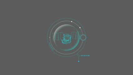 Canvas Print - hud element - animation of 3d virtual satellite.