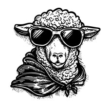 Cool Sheep Wearing Sunglasses Illustration