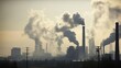 © Irina - Environmental air pollution in the city. Smoke from the factory chimney. Ecological pollution. Generative Ai technology.