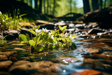 Poster - beautiful river in the forest,Generative AI