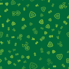 Poster - Set line Nuclear bomb, Acid rain and radioactive cloud and Radioactive shield on seamless pattern. Vector