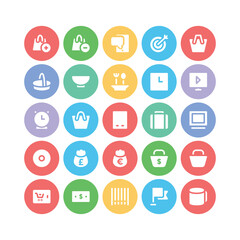 Sticker - Pack of Retail Flat Round Icons

