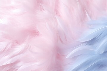 Poster - Feathery cloud texture background, soft and billowy cloud formations, pastel pink and blue sky backdrop, ethereal and heavenly.