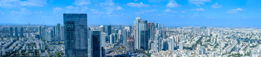 Wall Mural - Israel, Tel Aviv financial business district skyline with shopping malls and high tech offices.